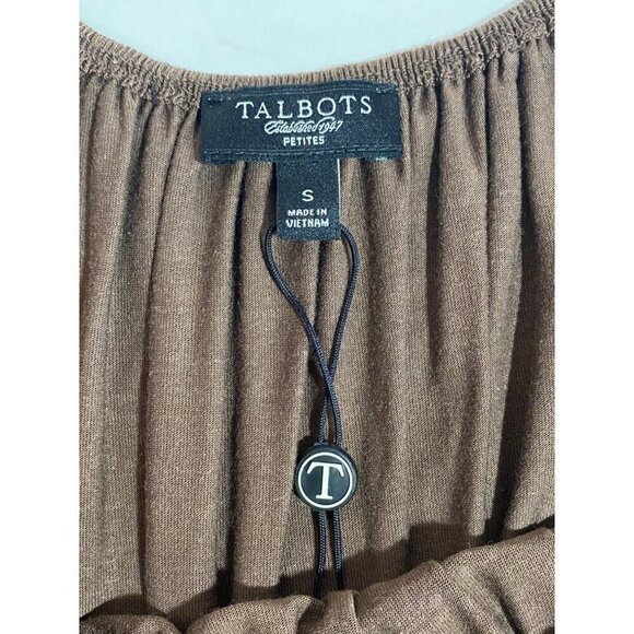 Talbot's Brown Knit Flowy Blouse Balloon Sleeve Scoop Neck Women's Small NWOT - Picture 5 of 9
